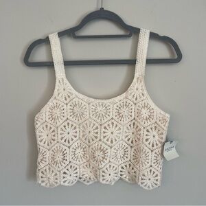 NWT Arizona Crochet Crop Tank Top Boho Hollow Floral Size M